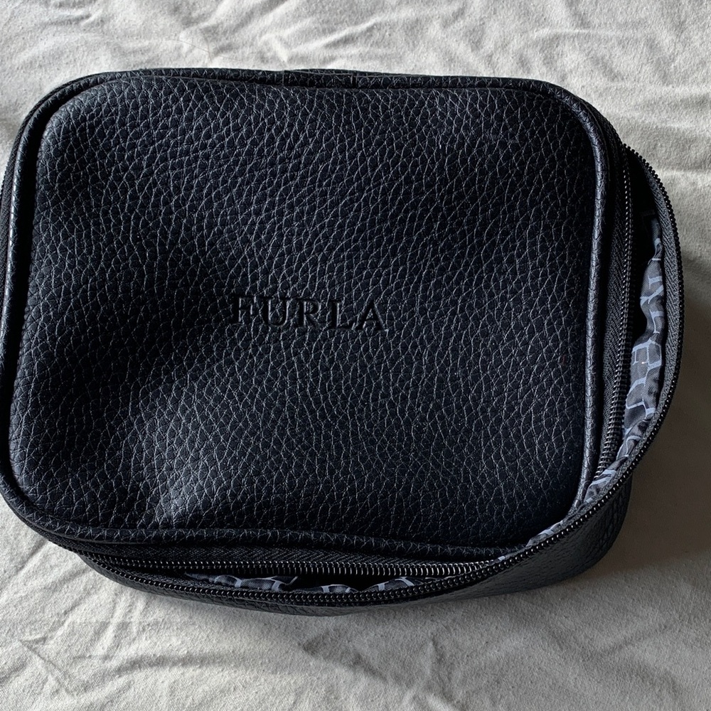 Furla Textured Black Toiletry Bag